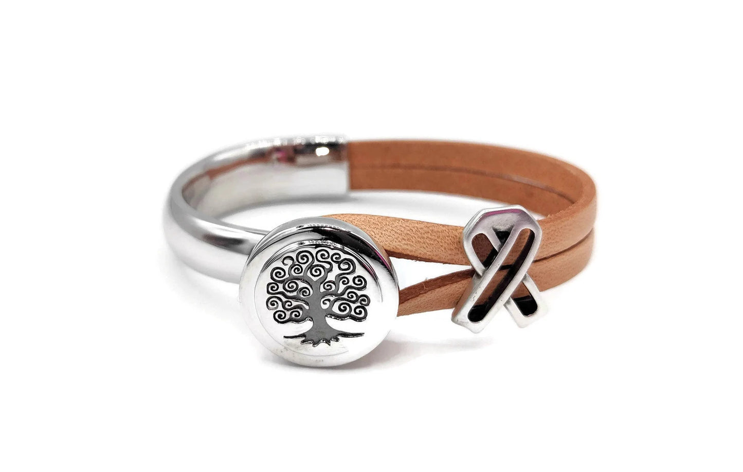 Uterine Cancer Tree Of Life Half Cuff Bracelet