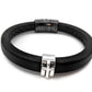 Cross Black Leather Bracelet