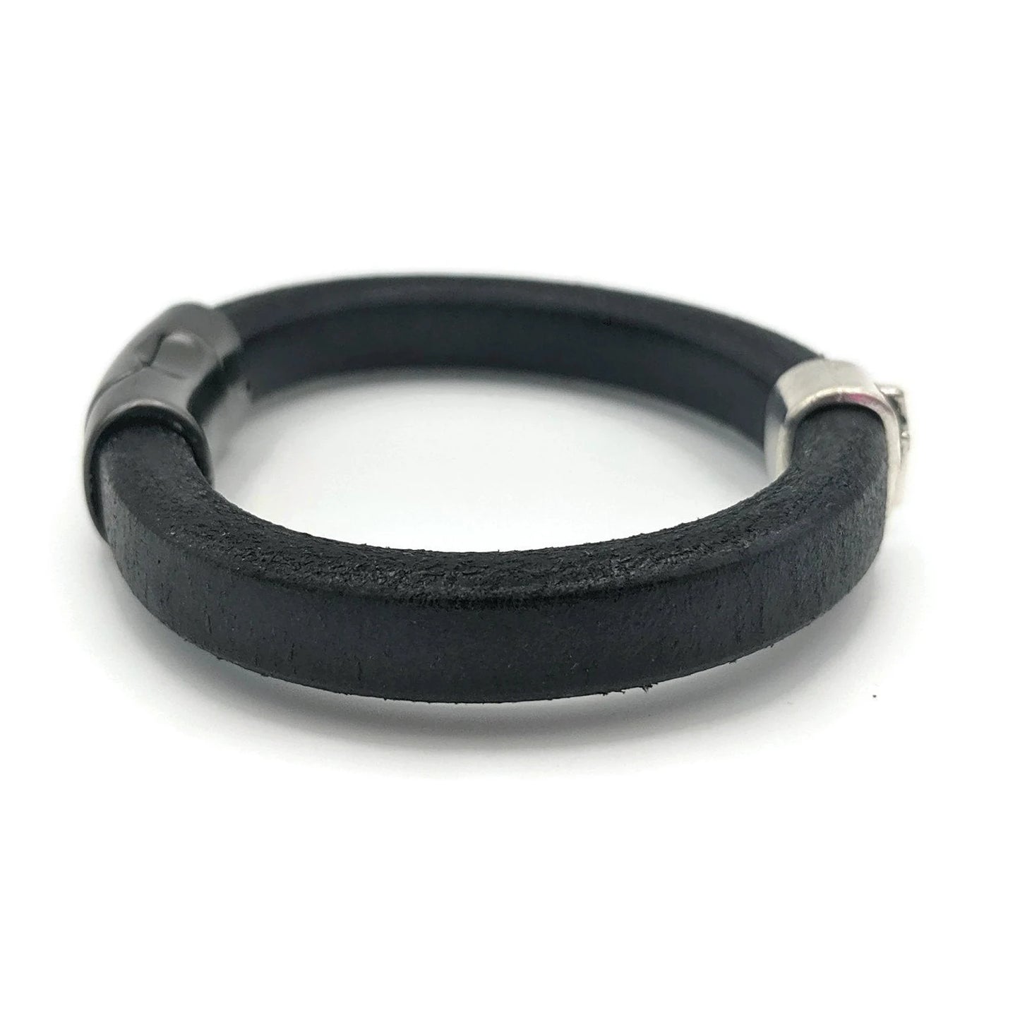 Cross Black Leather Bracelet