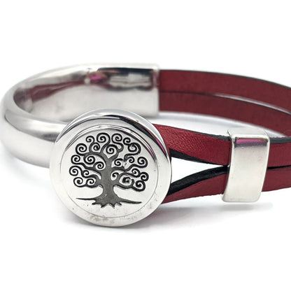 Heart Awareness Tree of Life Half Cuff Bracelet