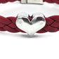 Heart Disease Red Braided Leather Bracelet