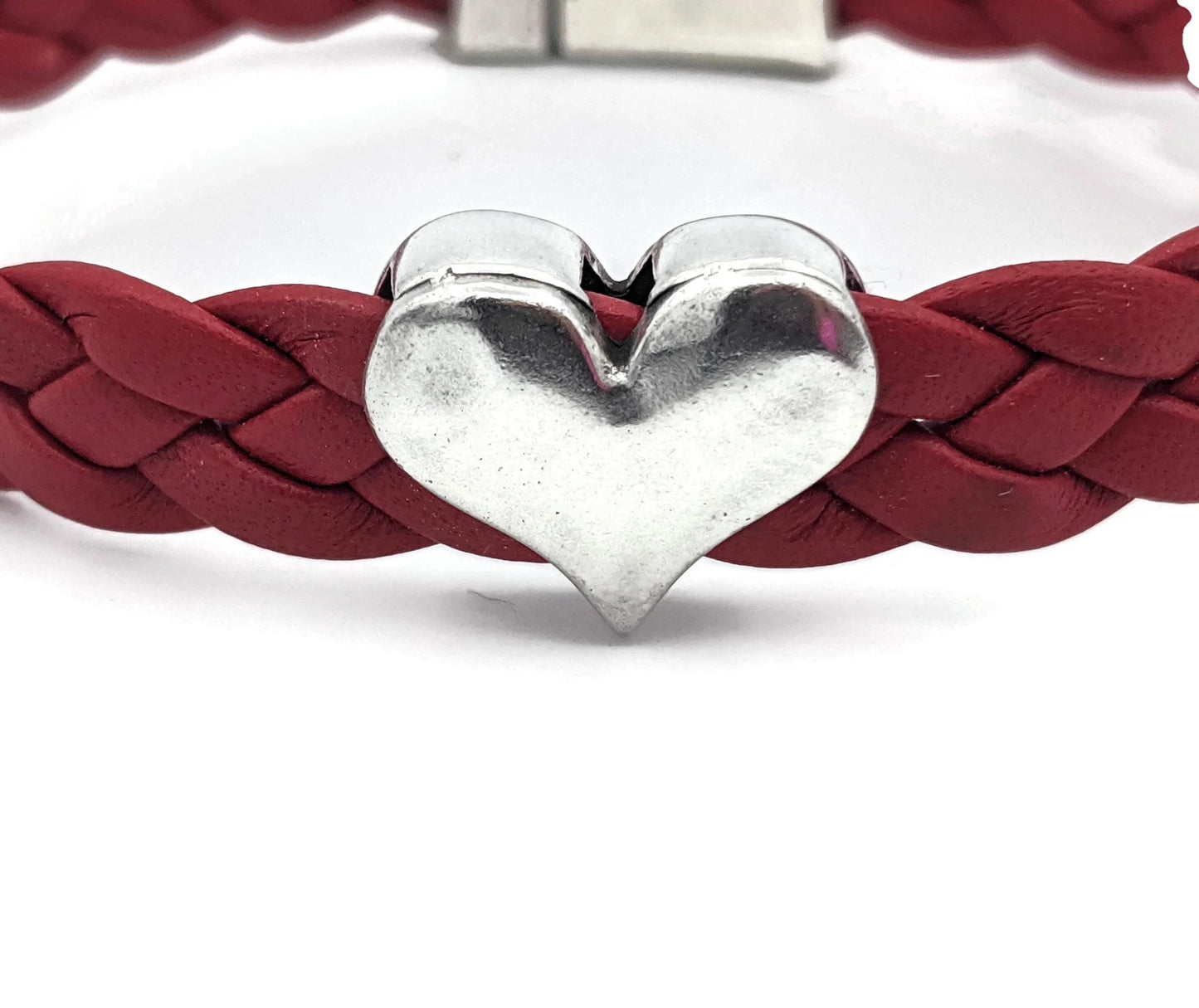 Heart Disease Red Braided Leather Bracelet