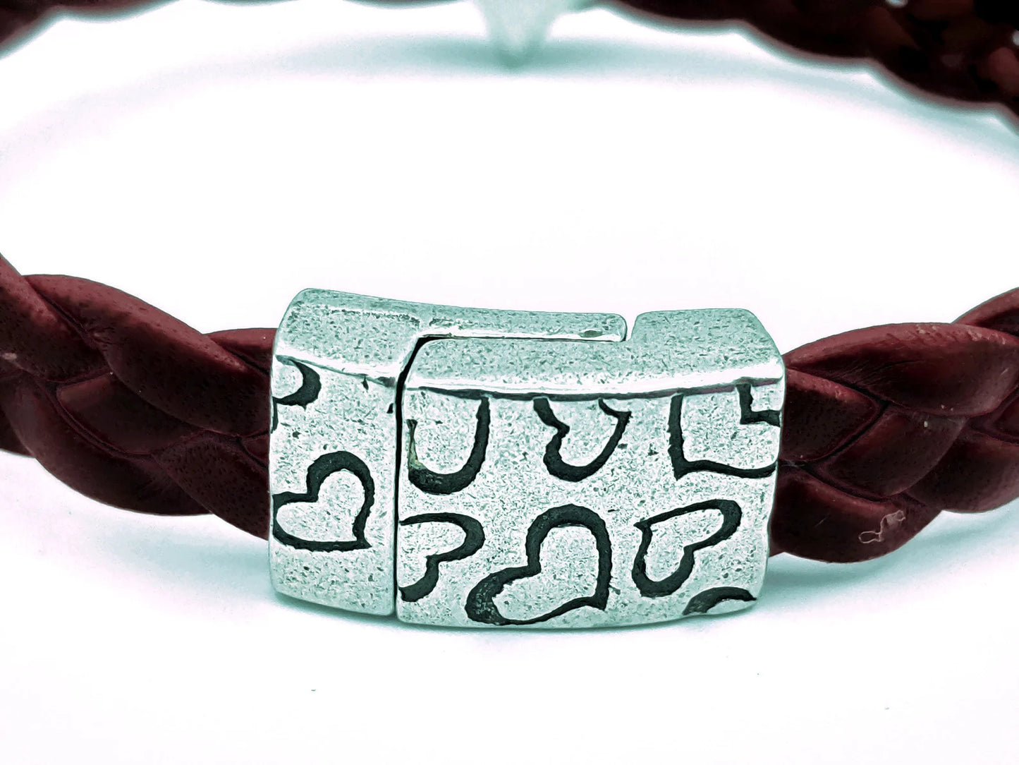 Heart Disease Red Braided Leather Bracelet