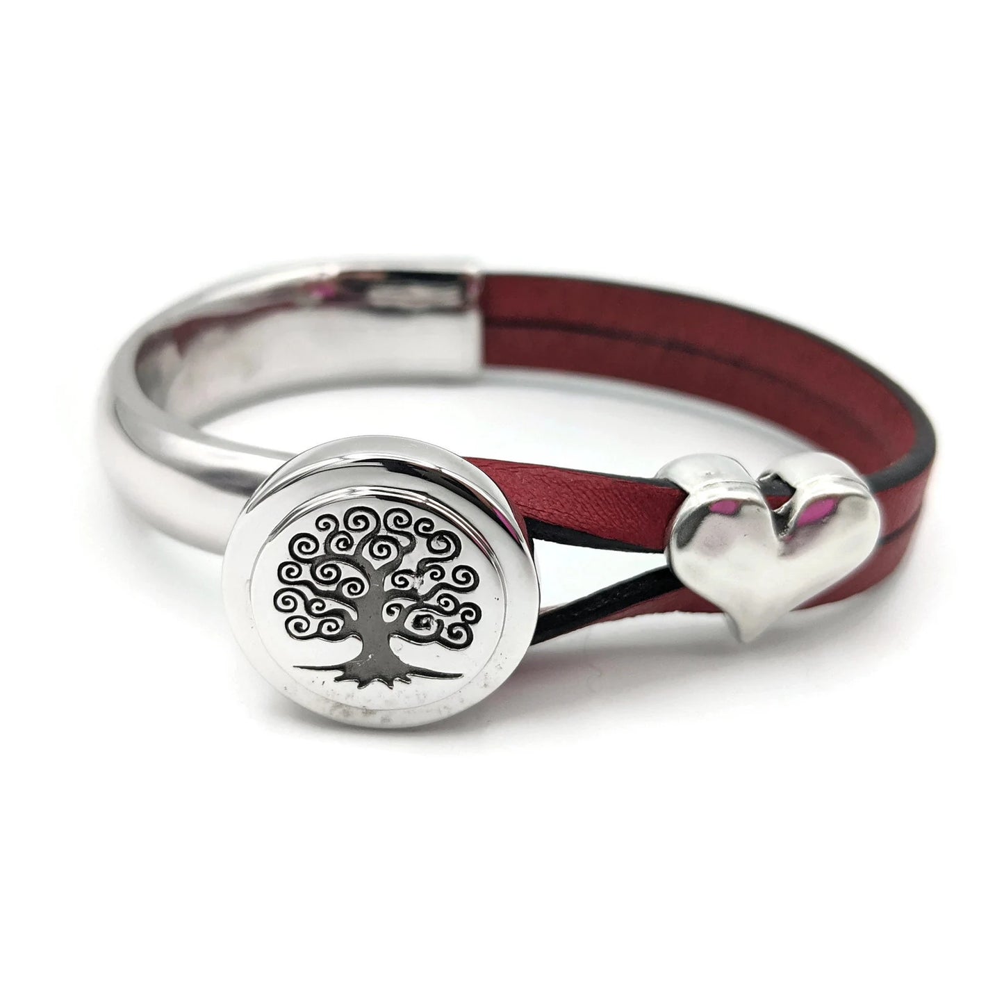 Heart Awareness Tree of Life Half Cuff Bracelet