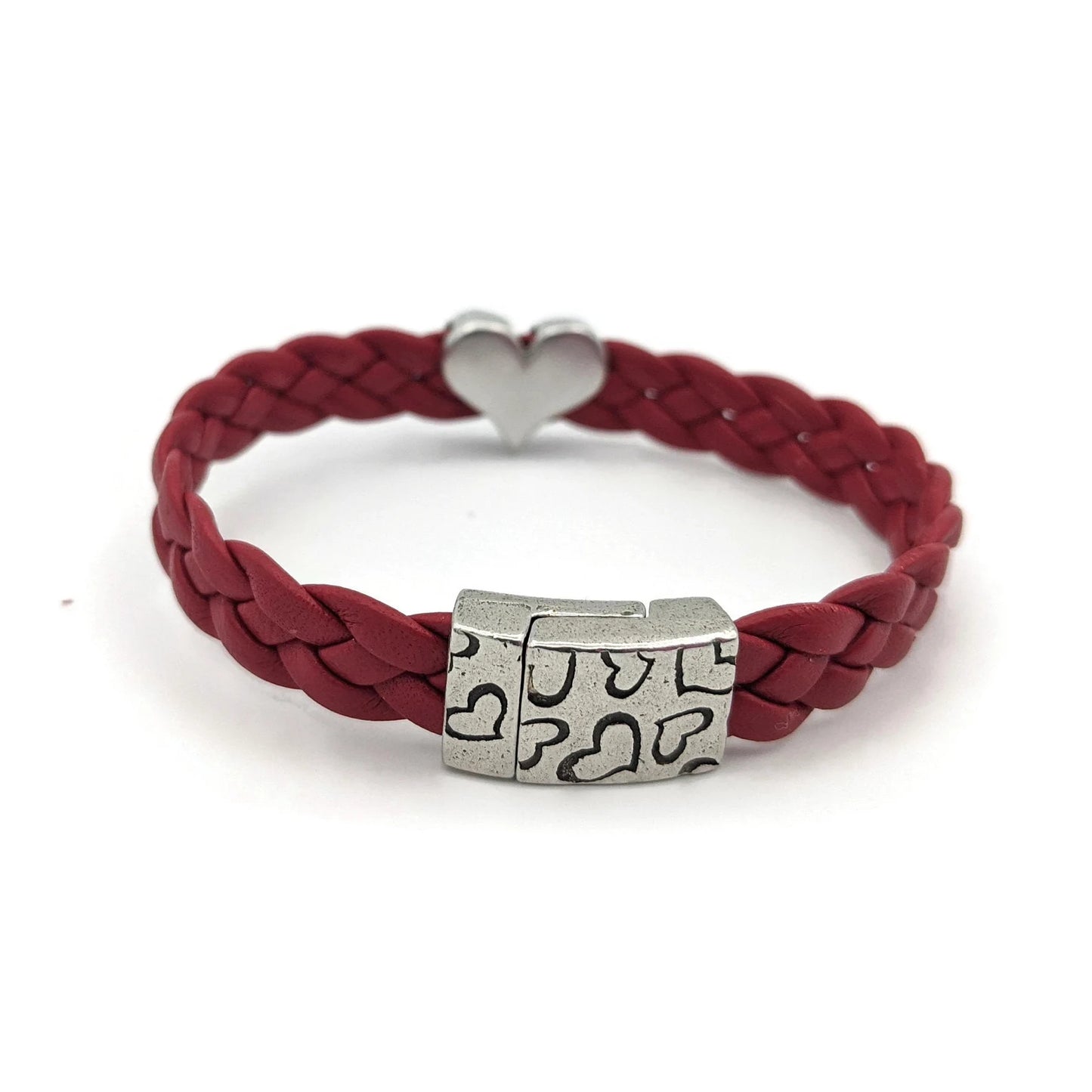 Heart Disease Red Braided Leather Bracelet