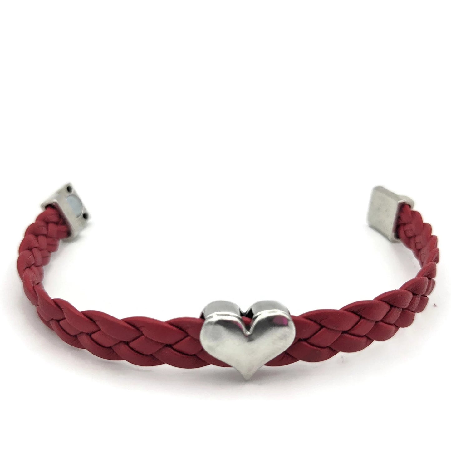 Heart Disease Red Braided Leather Bracelet