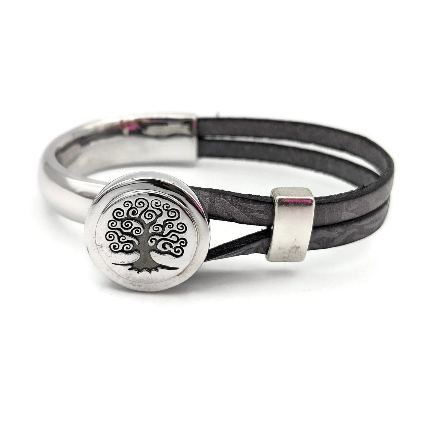 Brain Cancer Tree Of Life Half Cuff Bracelet