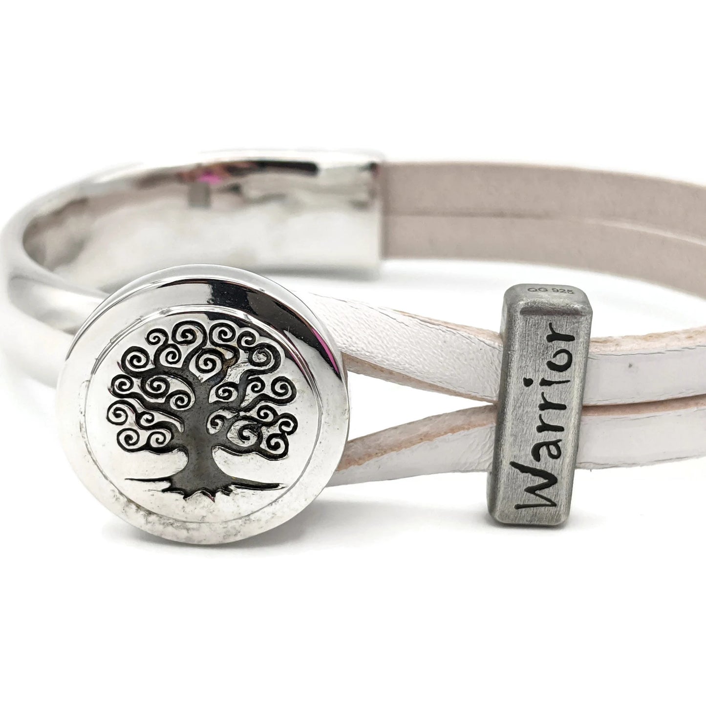 Lung Cancer Leather Tree of Life Half Cuff