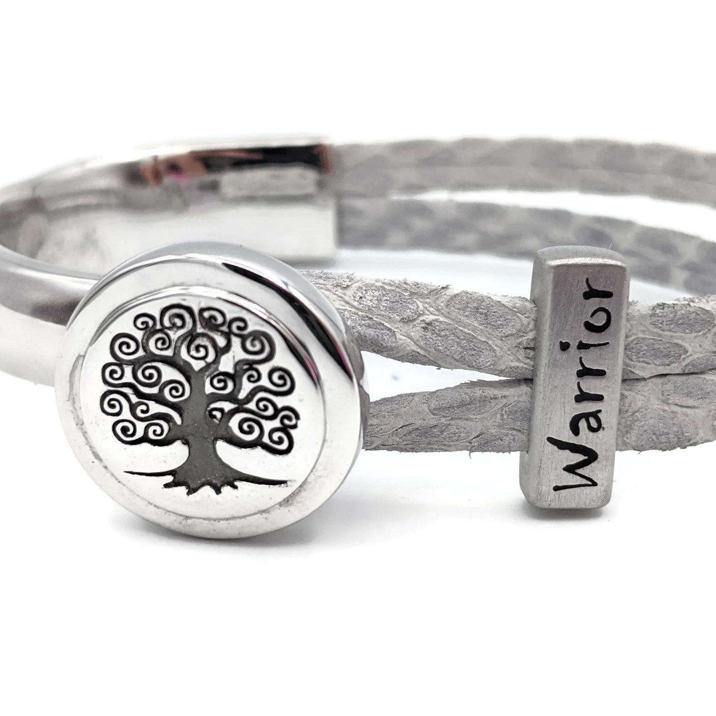 Lung Cancer Leather Tree of Life Half Cuff