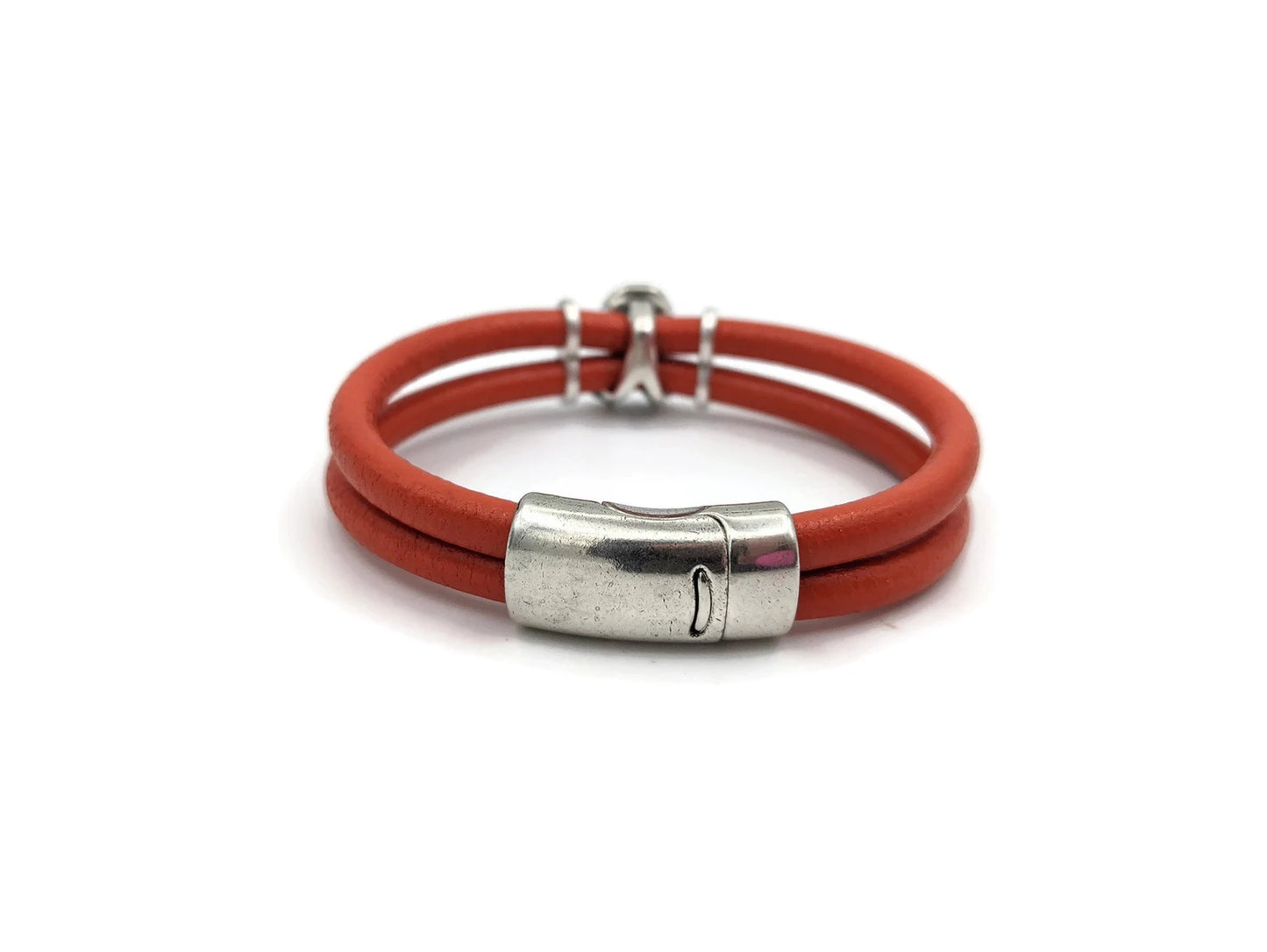 Kidney Cancer Orange Double Band Leather Bracelet