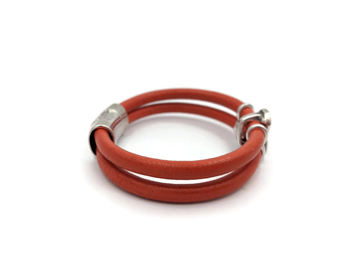 Kidney Cancer Orange Double Band Leather Bracelet