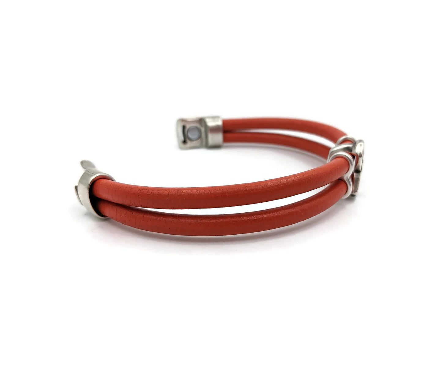 Kidney Cancer Orange Double Band Leather Bracelet