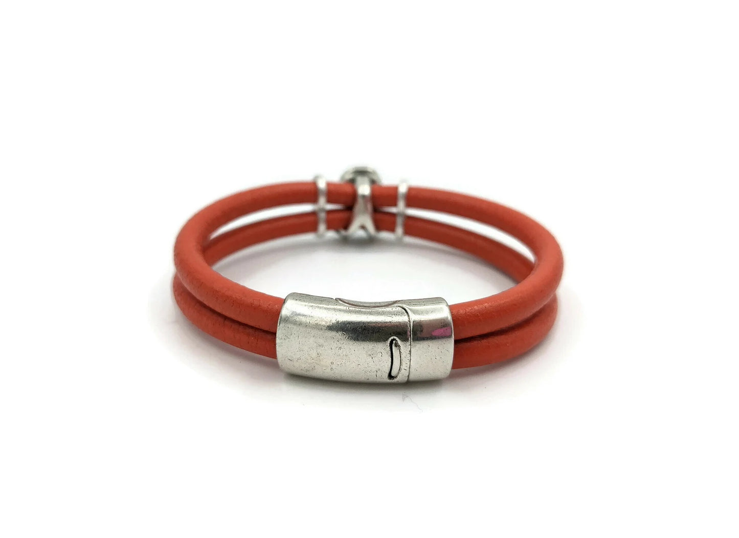 Kidney Cancer Orange Double Band Leather Bracelet