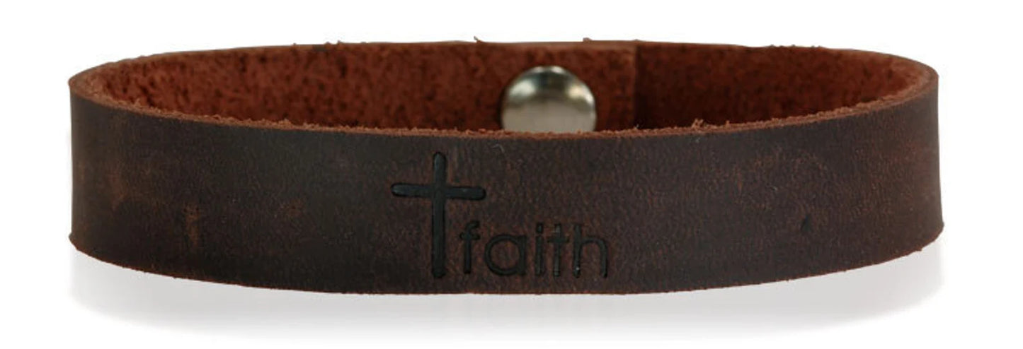 Handmade Leather Faith Bracelet