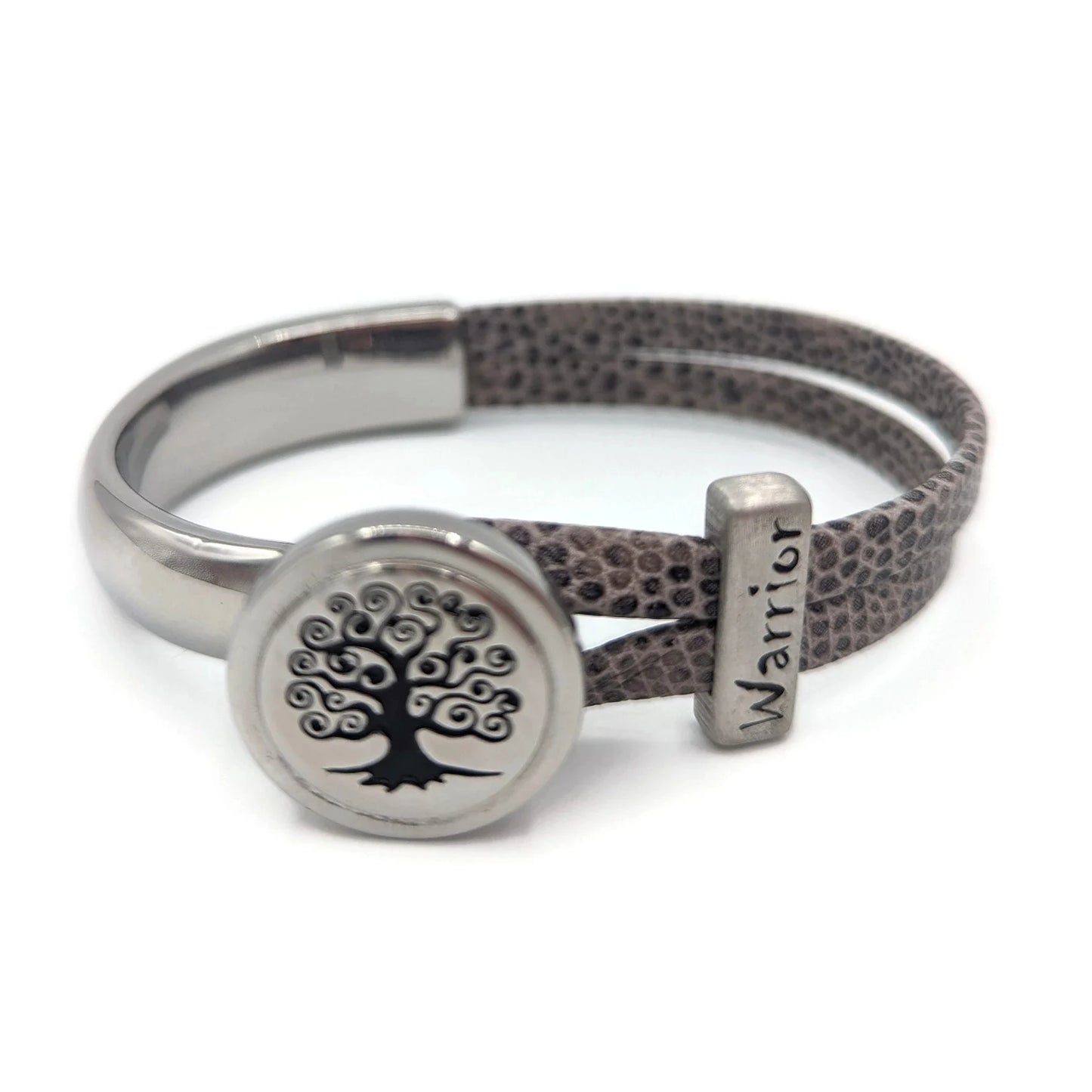 Brain Cancer Tree Of Life Half Cuff Bracelet