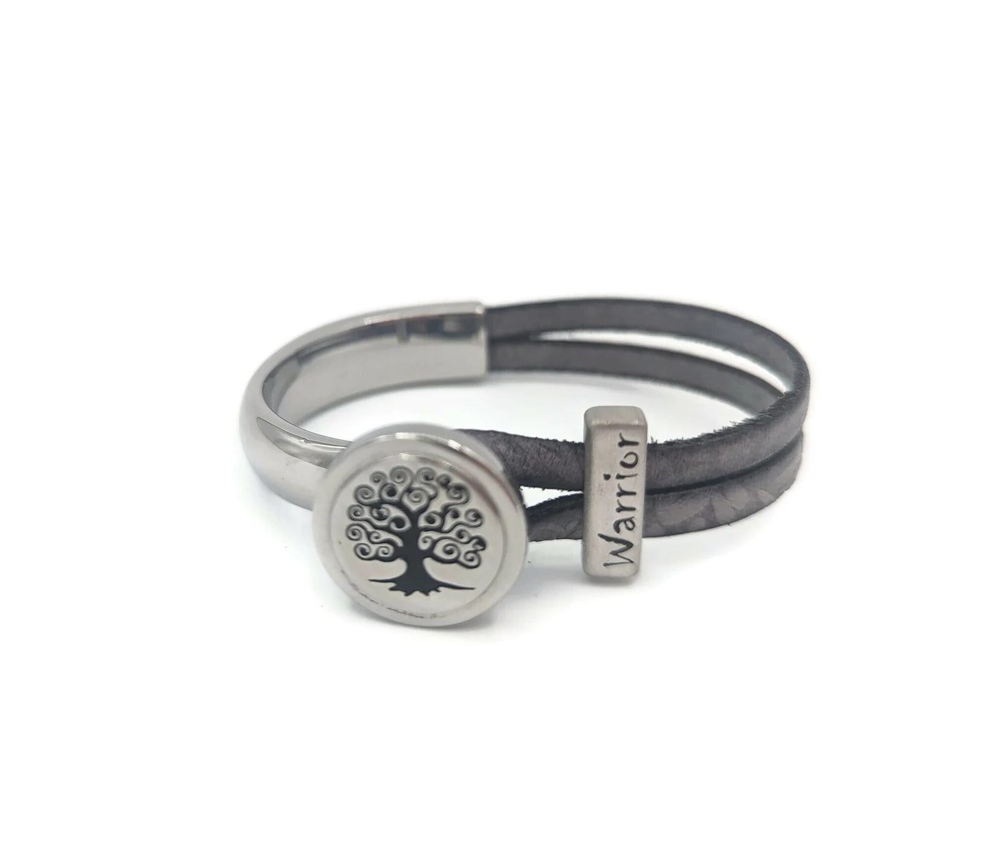 Brain Cancer Tree Of Life Half Cuff Bracelet