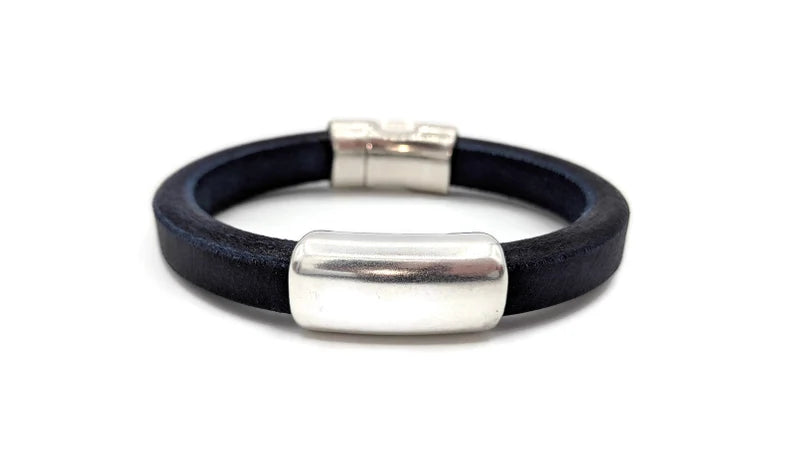 Navy Blue Long Tube Licorice Leather Bracelet