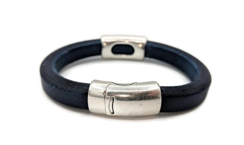 Navy Blue Long Tube Licorice Leather Bracelet