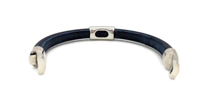 Navy Blue Long Tube Licorice Leather Bracelet