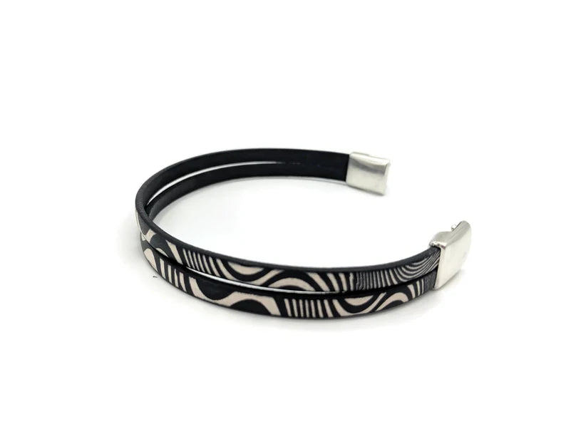 Carcinoid Cancer Zebra Print Leather Bracelet