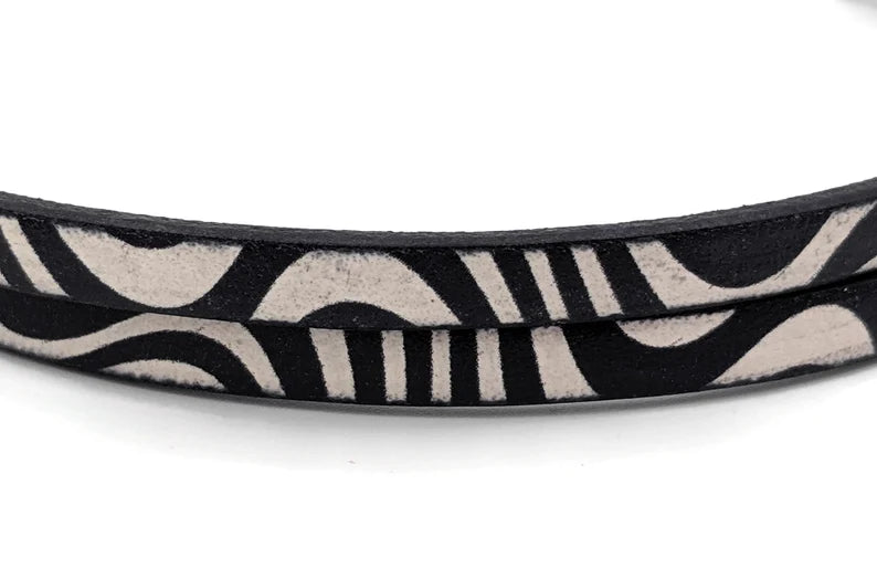 Carcinoid Cancer Zebra Print Leather Bracelet